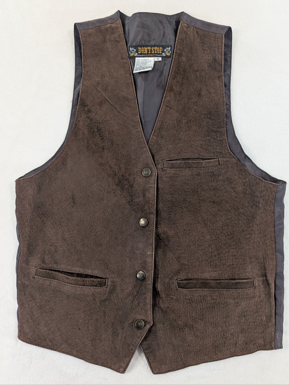 Vtg Don't Stop Classics Brown Leather Suede Vest | Medium | Western Boho